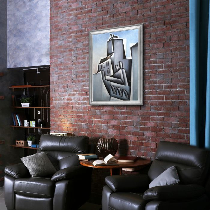 Maisons a Paris (Houses in Paris) Preframed - Athenian Silver Frame 24"X36"