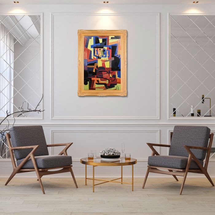 Man with Violin Pre-Framed - Imperial Gold Frame 24" X 36"