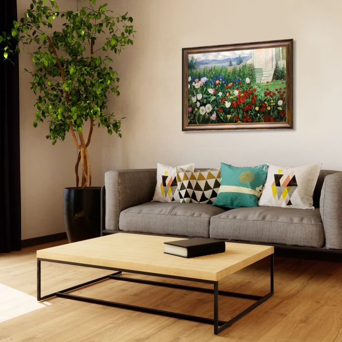 Flower Garden at Annisquam Pre-framed - Modena Vintage 24" X 36"