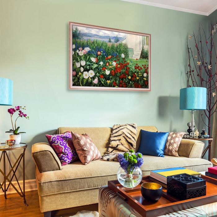 Flower Garden at Annisquam Pre-framed - Rose Gold Classico Frame 24" X 36"