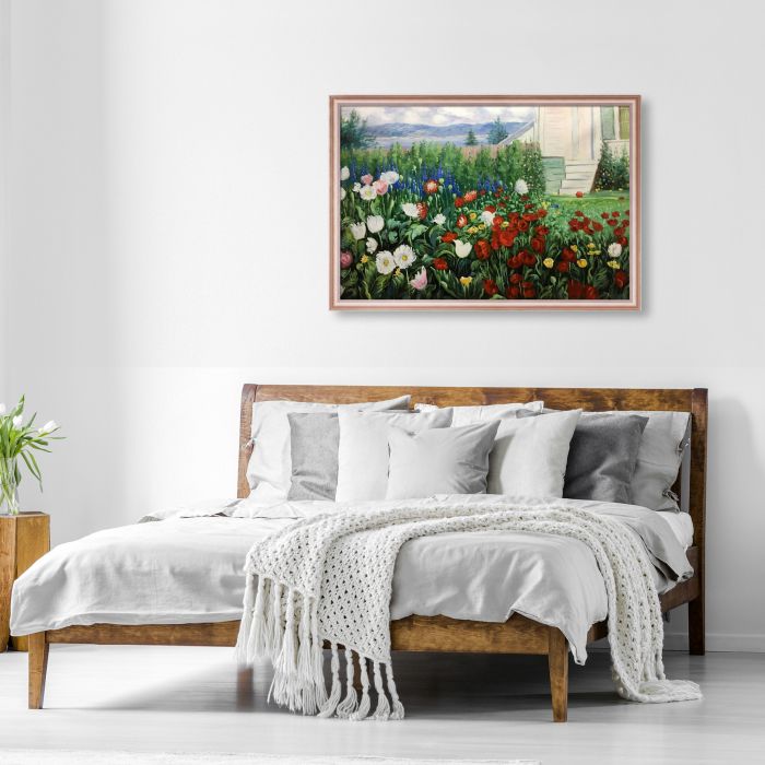 Flower Garden at Annisquam Pre-framed - Rose Gold Classico Frame 24" X 36"