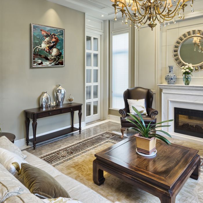 Napoleon Crossing the Alps, 1801 Pre-Framed - Champagne Silhouette Frame 20" X 24"