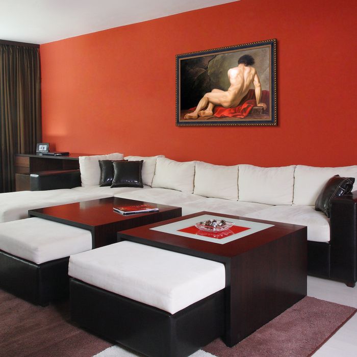 Patroclus, 1780 Pre-Framed - Verona Black and Gold Braid 24"X36"