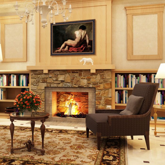 Patroclus, 1780 Pre-Framed - Verona Black and Gold Braid 24"X36"