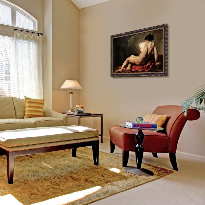 Patroclus, 1780 Pre-Framed - Verona Black and Gold Braid 24"X36"