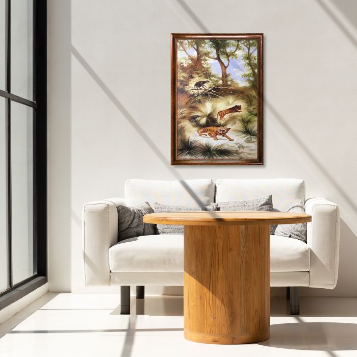 Flora and Fauna of the Plio-Pleistocene Quaternary Period Pre-Framed - Verona Cafe Frame 24"X36"