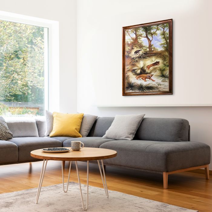 Flora and Fauna of the Plio-Pleistocene Quaternary Period Pre-Framed - Verona Cafe Frame 24"X36"