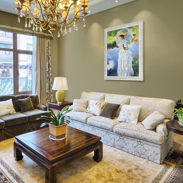 Morning Walk Pre-Framed - Brimfield Cottage White Frame 24" X 36"