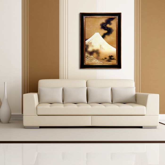 The Dragon of Smoke Escaping from Mt Fuji Pre-Framed - Opulent Frame 24"X36"