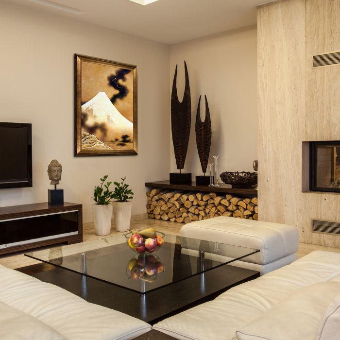 The Dragon of Smoke Escaping from Mt Fuji Pre-Framed - Athenian Gold Frame 24"X36"