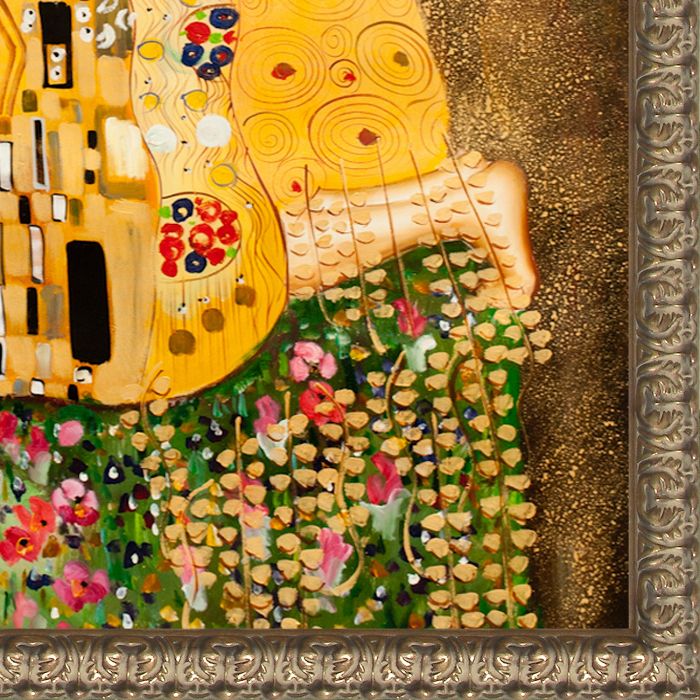 The Kiss (Full View) Pre-Framed - Golden Oak Leaf Frame 36"X48"