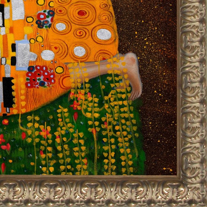 The Kiss (Full View) Pre-Framed - Golden Oak Leaf Frame 36"X48"