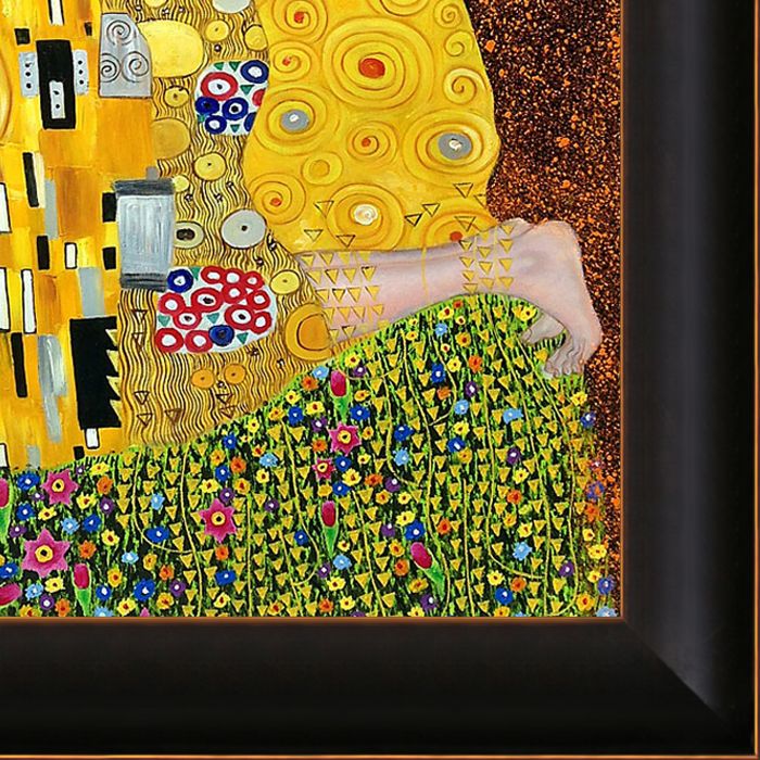 The Kiss (Full view) Pre-Framed - Veine D'Or Bronze Scoop Frame 24"X36"