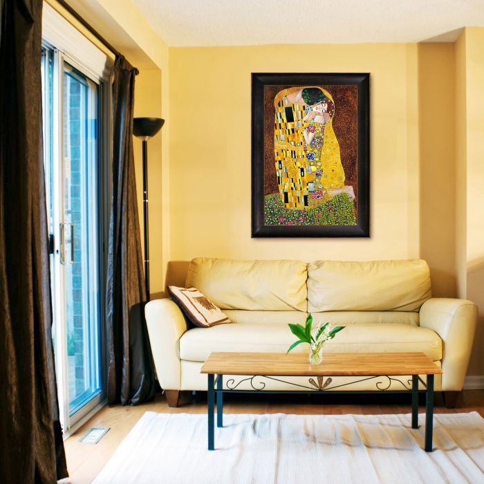 The Kiss (Full view) Pre-Framed - Veine D'Or Bronze Scoop Frame 24"X36"