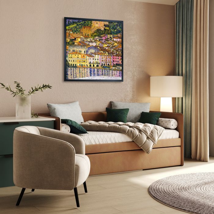 Malcesine on Lake Garda,1913 Pre-framed - Studio Black Wood Frame 24"X24"