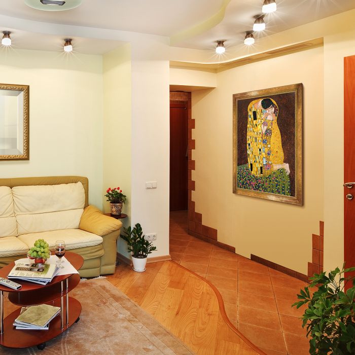 The Kiss (Full View) Pre-Framed - Vienna Gold Leaf Frame 30"X40"