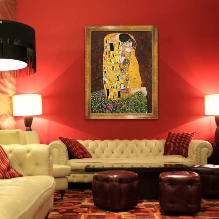 The Kiss (Full View) Pre-Framed - Vienna Gold Leaf Frame 30"X40"