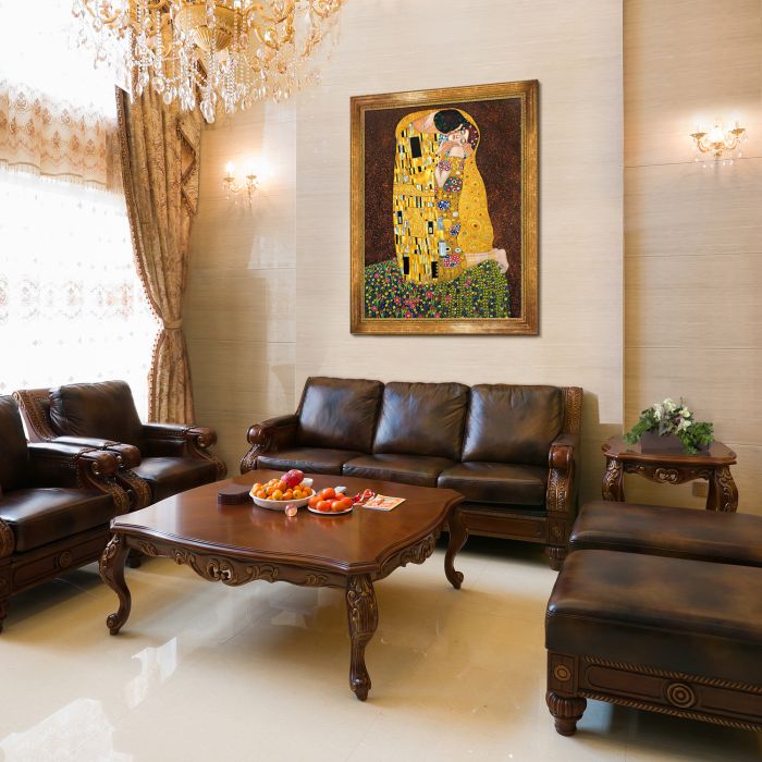 The Kiss (Full View) Pre-Framed - Vienna Gold Leaf Frame 30"X40"