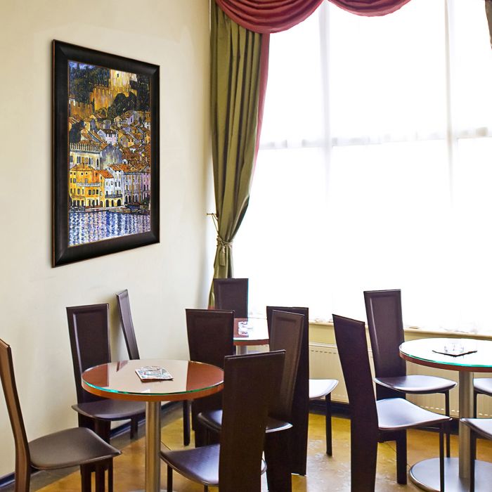 Malcesine on Lake Garda Pre-Framed - Veine D'Or Bronze Scoop Frame 24"X36"