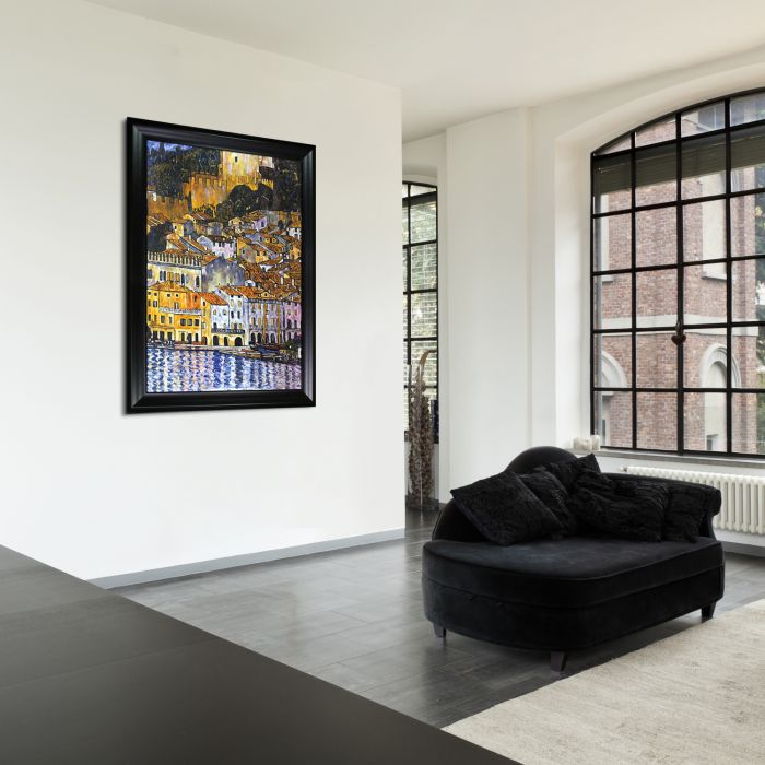 Malcesine on Lake Garda Pre-Framed - Black Matte Frame 24"X36"