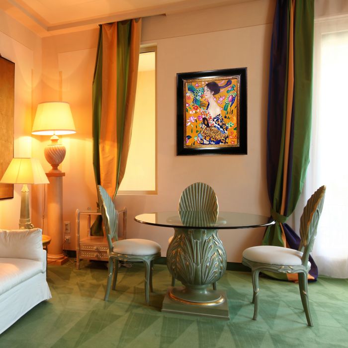 Signora con Ventaglio Interpretation Pre-Framed - Opulent Frame 20"X24"