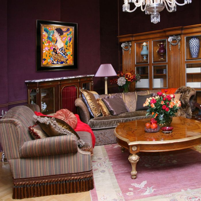 Signora con Ventaglio Interpretation Pre-Framed - Opulent Frame 20"X24"