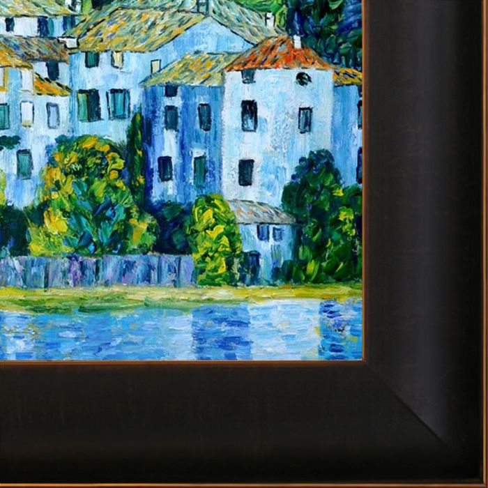 Church in Cassone (Landscape with Cypress) Oil Painting Pre-Framed - Veine D'Or Bronze Scoop Frame 20"X24"