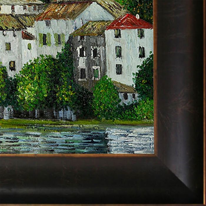 Church in Cassone (Landscape with Cypress) Oil Painting Pre-Framed - Veine D'Or Bronze Scoop Frame 20"X24"