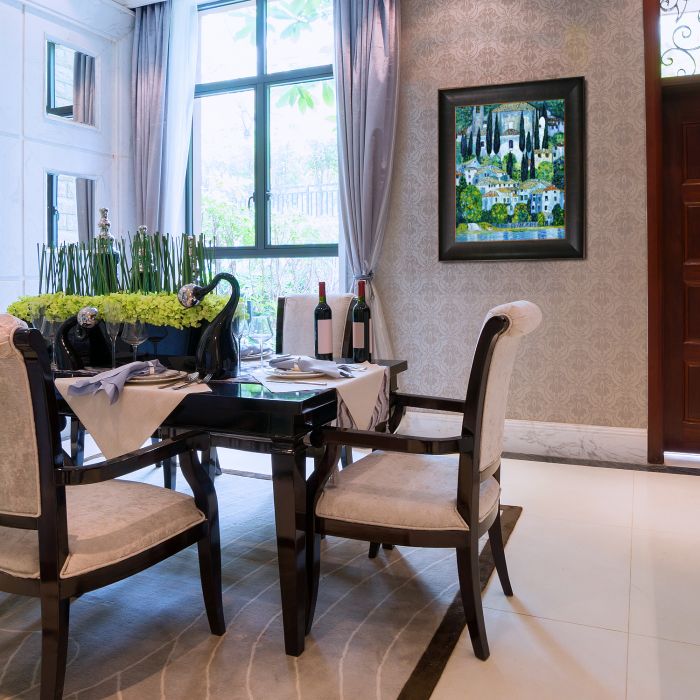 Church in Cassone (Landscape with Cypress) Oil Painting Pre-Framed - Veine D'Or Bronze Scoop Frame 20"X24"