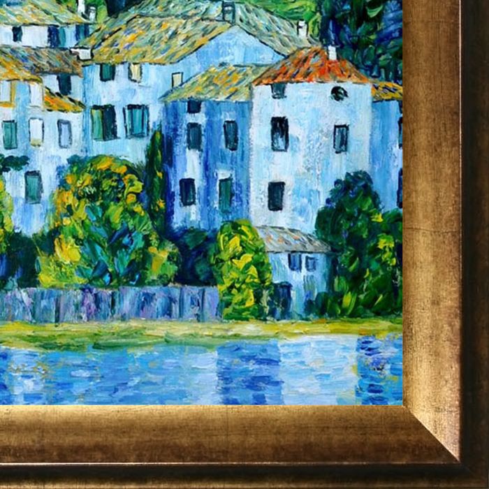 Church in Cassone (Landscape with Cypress) Oil Painting Pre-Framed - Athenian Gold Frame 20"X24"
