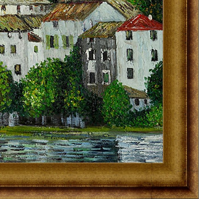 Church in Cassone (Landscape with Cypress) Oil Painting Pre-Framed - Athenian Gold Frame 20"X24"