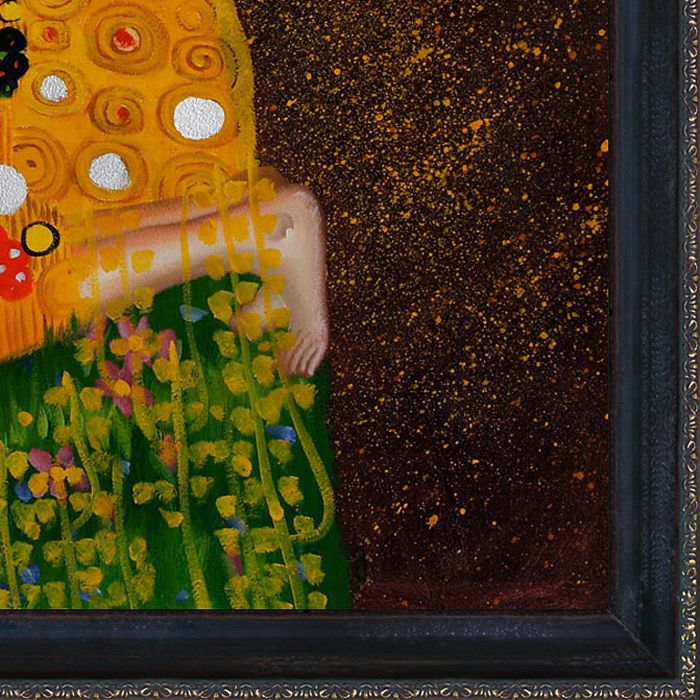 The Kiss (Full view) Oil Painting Pre-Framed - La Scala Frame 24"X24"