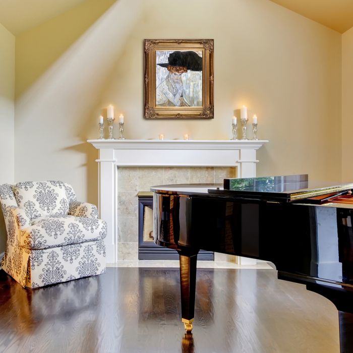 Black Feather Hat Pre-Framed - Renaissance Bronze Frame 20"X24"