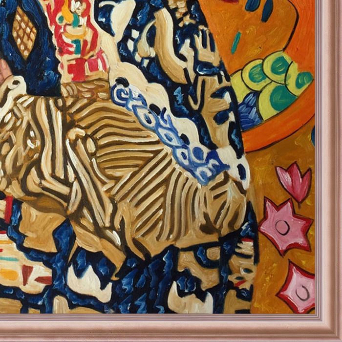 Signora con Ventaglio Interpretation Pre-Framed - Rose Gold Classico Frame 24" X 36"