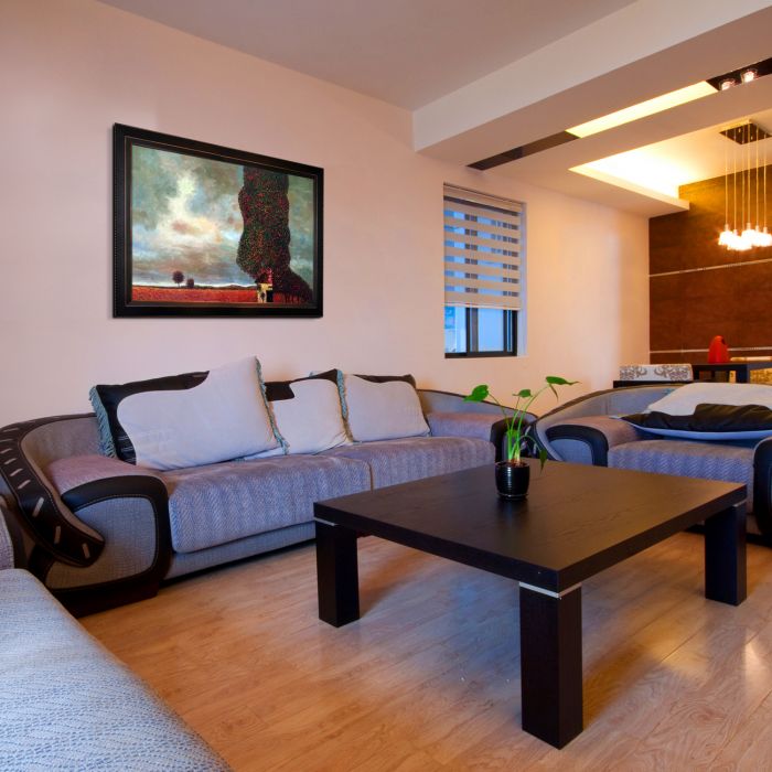 High Poplar Pre-framed - Veine D'Or Bronze Angled Frame 24"X36"