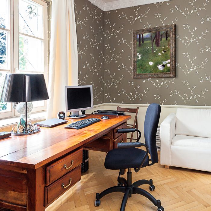 After the Rain, Garden with Chickens in St. Agatha Pre-Framed - Parisian Tortoise Frame 20