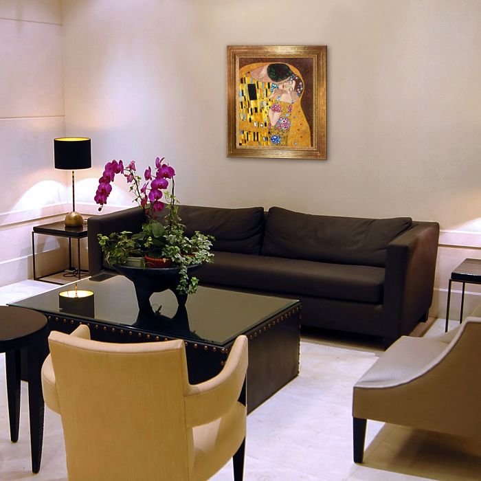 The Kiss - Pre-Framed Gold - Vienna Gold Leaf Frame 20"X24"