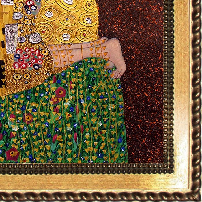 The Kiss (Full View - Luxury Line) Pre-Framed - Verona Gold Braid Frame 20"X24"