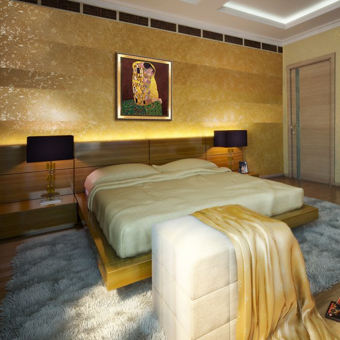 The Kiss (Full View - Luxury Line) Pre-Framed - Verona Gold Braid Frame 20"X24"