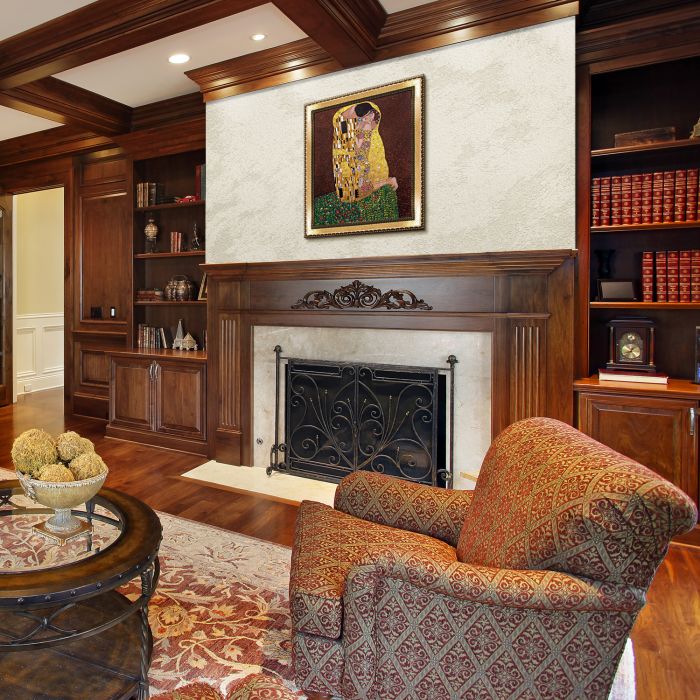 The Kiss (Full View - Luxury Line) Pre-Framed - Verona Gold Braid Frame 20"X24"