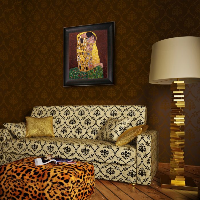 The Kiss (Full View - Luxury Line) Pre-Framed - Veine D'Or Bronze Scoop Frame 20"X24"