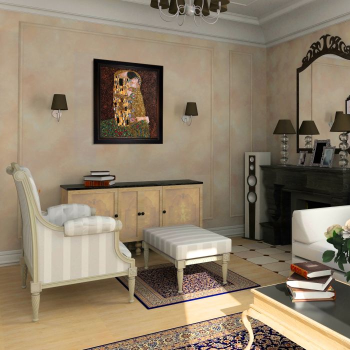 The Kiss (Full View - Luxury Line) Pre-Framed - Veine D'Or Bronze Angled Frame 20"X24"