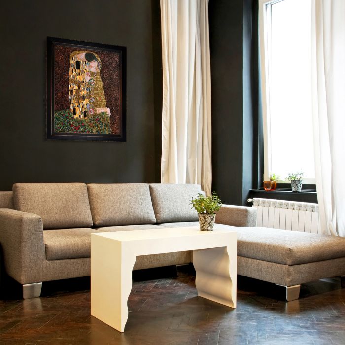 The Kiss (Full View - Luxury Line) Pre-Framed - Veine D'Or Bronze Angled Frame 20"X24"