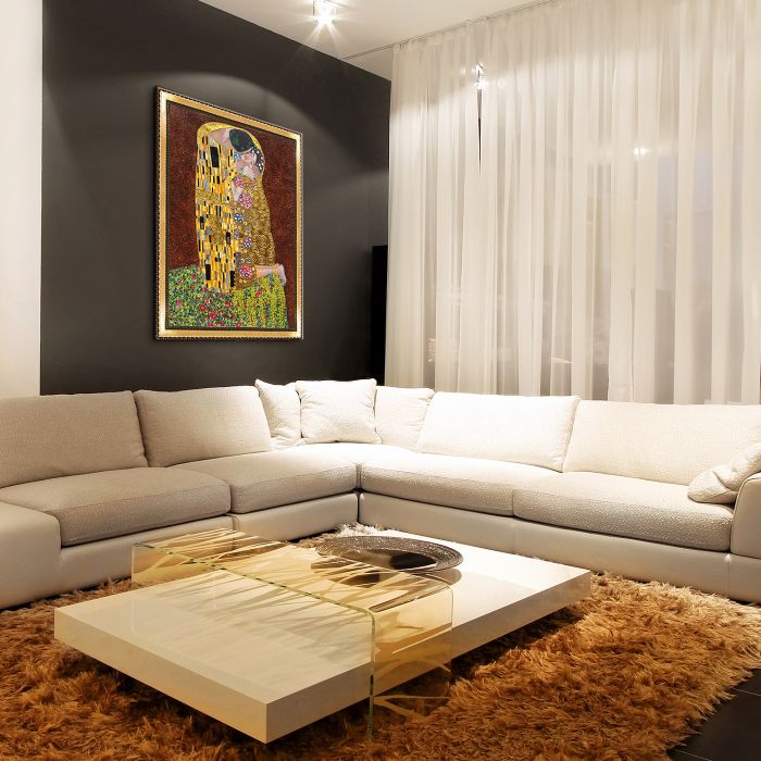 The Kiss (full view - Luxury Line) Pre-Framed - Verona Gold Braid Frame 30"X40"
