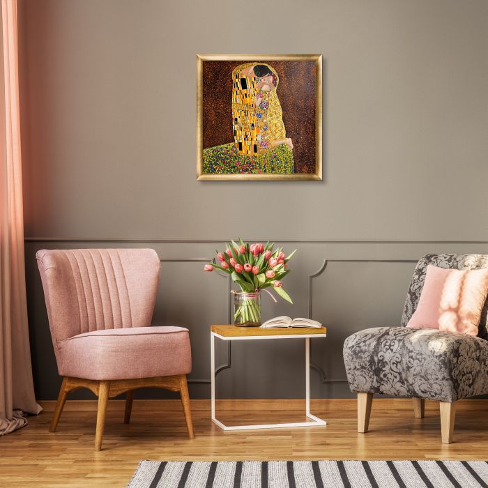 The Kiss (full view - Luxury Line) Pre-Framed - Gold Luminoso Frame 24"X24"