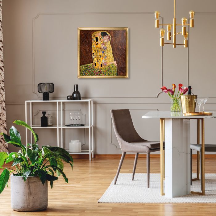 The Kiss (full view - Luxury Line) Pre-Framed - Gold Luminoso Frame 24"X24"