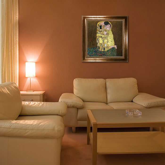 The Kiss (full view - Luxury Line) Pre-Framed - El Dorado Gold Frame 24"X24"