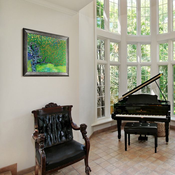 Golden Apple Tree (Luxury Line) Pre-Framed - Athenian Distressed Silver Frame 20"X24"