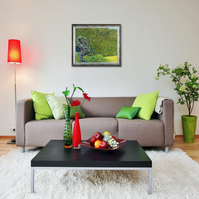 Golden Apple Tree (Luxury Line) Pre-Framed - Athenian Distressed Silver Frame 20"X24"