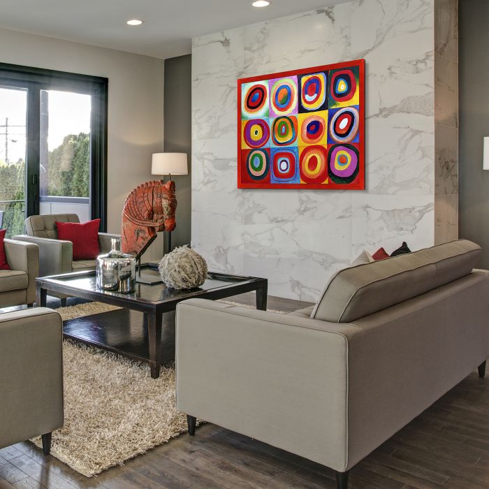 Farbstudie Quadrate Pre-Framed - Stiletto Red Frame 30" X 40"